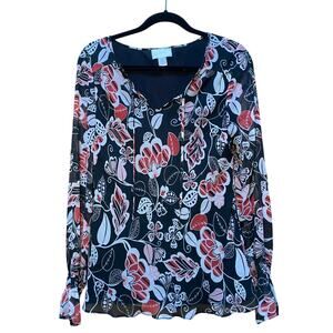 The Loft - Women's Size 6 - Y2K Sheer Blouse Black Pink